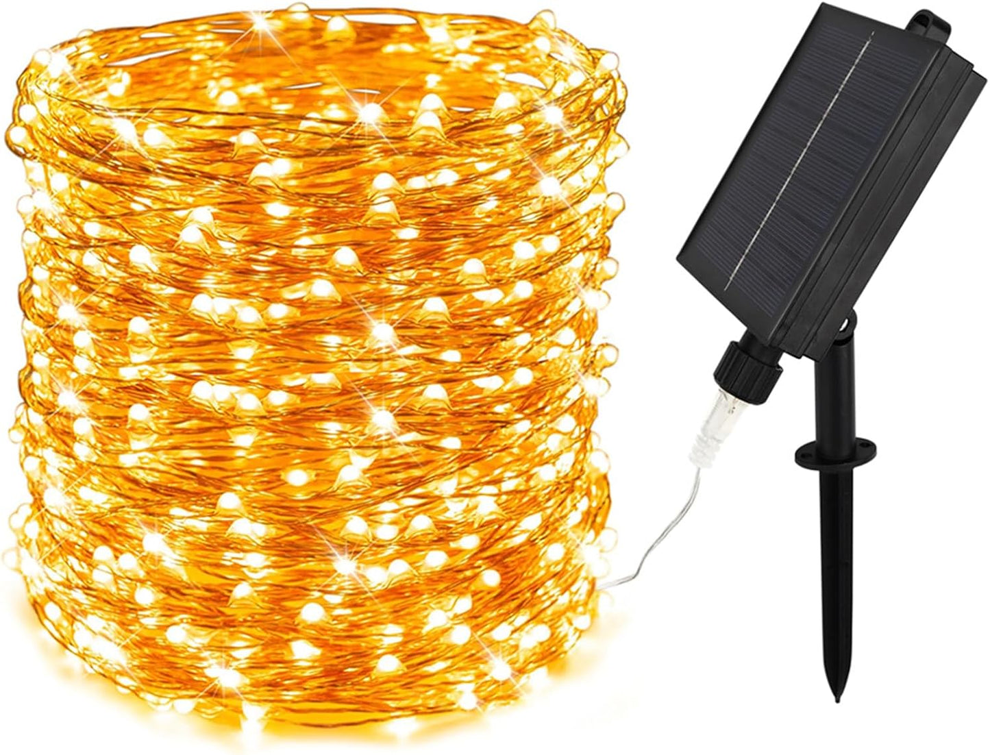 Solar String Lights for Outside,200FT 600 LEDs Solar Fairy Lights,Waterproof 8 Modes Button Outdoor String Light for Patio Garden Backyard Tree Wedding Christmas,Copper Wire,Warm White
