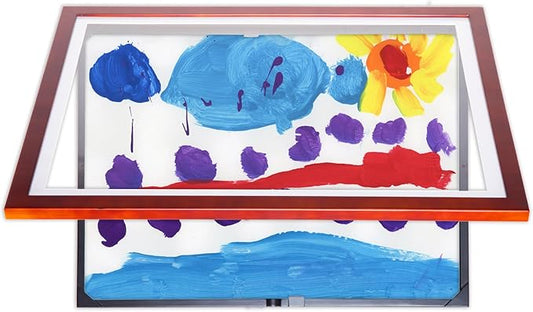 Dynamic Frames Li’l Davinci Art Cabinet, Stores up to 50 Pieces of 18 x 24 inch Art, Outer Wooden Frame Dimensions 20.88 x 26.88 inches, Kids Art Frame, Front Opening, Universal Hanging, Cherry