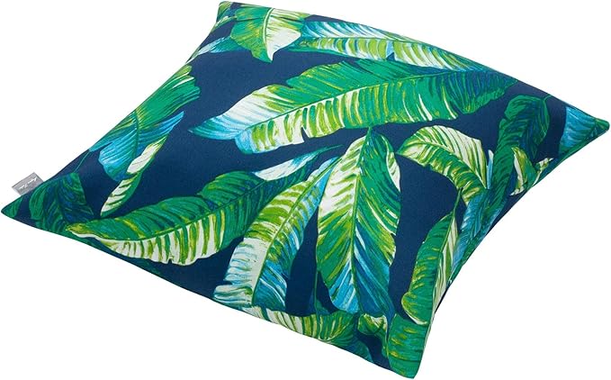 Magpie Fabrics Patio Pillow with Insert 18"x18", Set of 2, Fade-Resistant Outdoor Indoor Cushion Decorative Throw Pillow Decoration for Couch Garden Furniture - Green Lagoon Leaves
