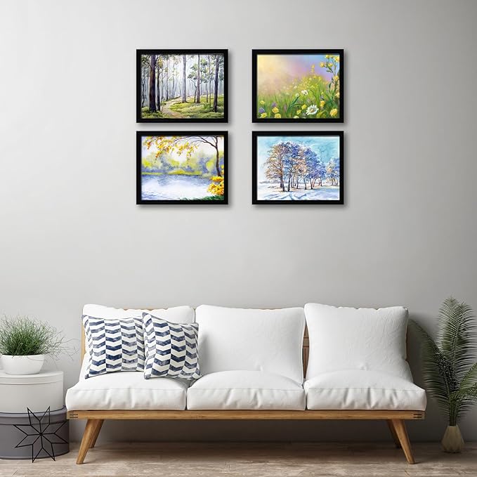 CORE ART 11x14 Picture Frame, Black Picture Frames 8x10 with Mat or 11 x 14 without Mat for Wall or Tabletop Display, Photo Frame Set of 4