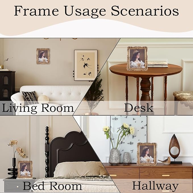 Antique Picture Frames 8x10 Vintage Victorian Ornate Picture Frames with Front Glass Wall Mount and Tabletop Baroque Home Decor Retro Gallery Wall Decor,1 Pack,Bronze
