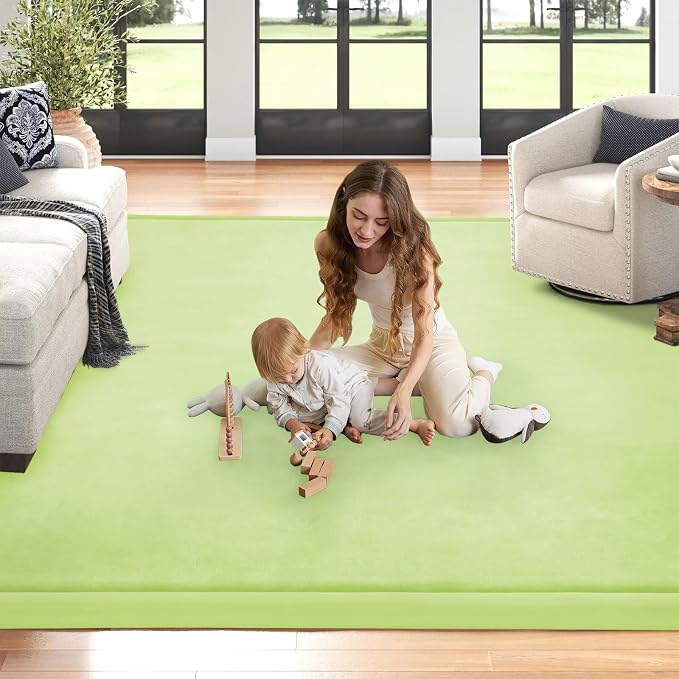Baby Play Mat for Floor Nursery Muscle Mat Area Playroom Rug 39"x59" Elastic Foam 1.3" Thick Crawling Mat for Babies,Toddlers, Infants,Kids (Light Green)