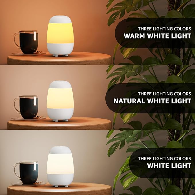 uuffoo 2 Pack Rechargeable Night Light Lamp 3 Color Touch Dimmable LED Portable Table Lamp Battery Operated, USB Changing, Small Cordless Lamp for Bedside Bedroom Travel