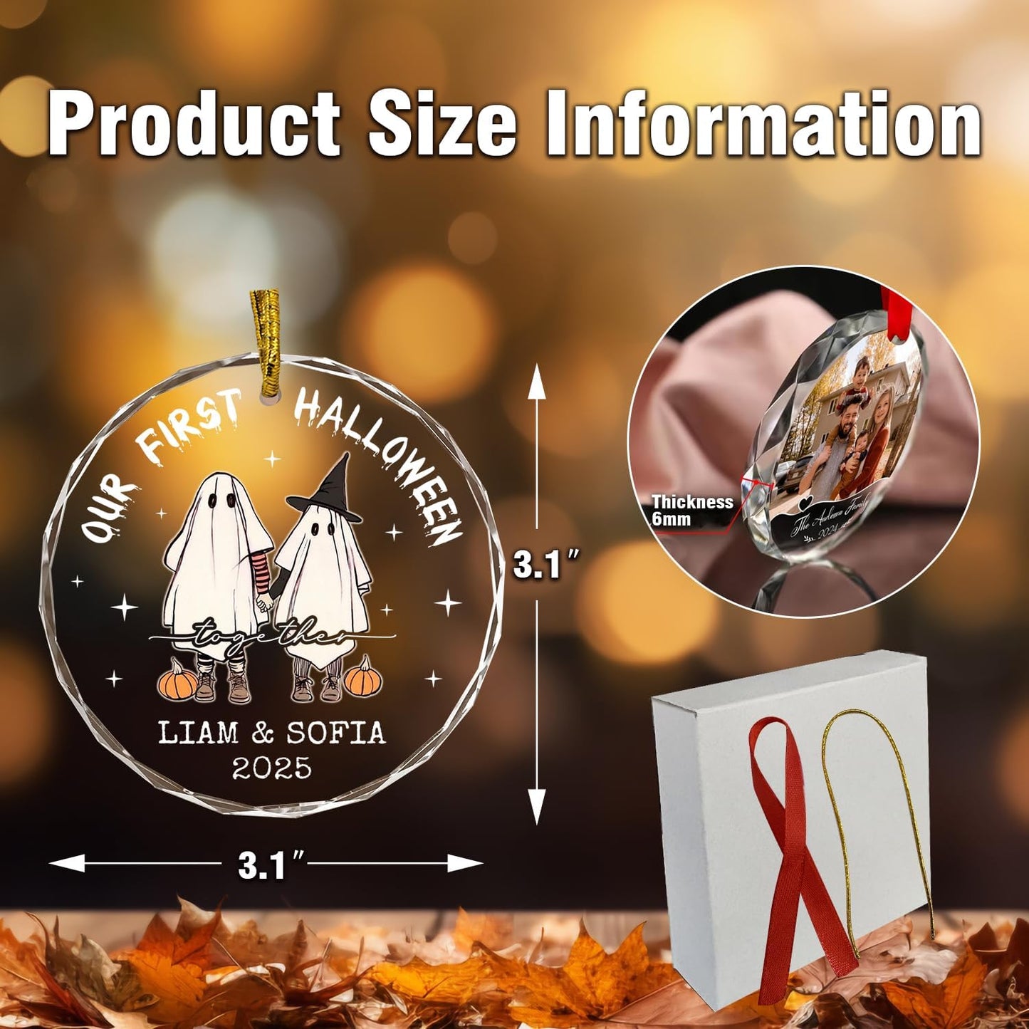 First Halloween Married Ornaments, Custom Couple Halloween Ornament for Couples, Newlywed, Mr & Mrs Ornament, Spooky Glass Hanging Decor, Spooky Pendent, Ghost and Pumpkin Gifts