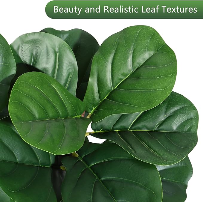 7 ft Fiddle Leaf Fig Tree Artificial with 141 Leaves - Realistic Faux Ficus Lyrata Trees in 9 in White Planter Pot, Indoor Fake Floor Plants for Home Office Living Room Decor, Housewarming Gift
