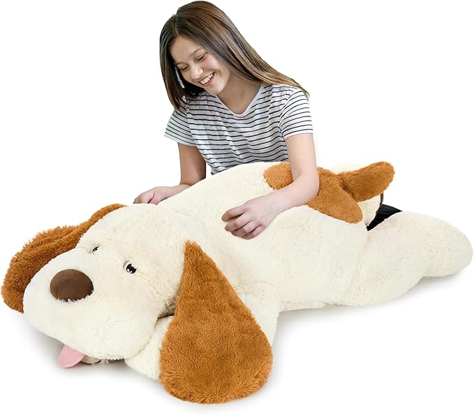 MorisMos Giant Dog Stuffed Animals, 51inch Large Stuffed Dog Plush Soft Big Puppy Pillow Gifts Kids, Girls, Boys, White