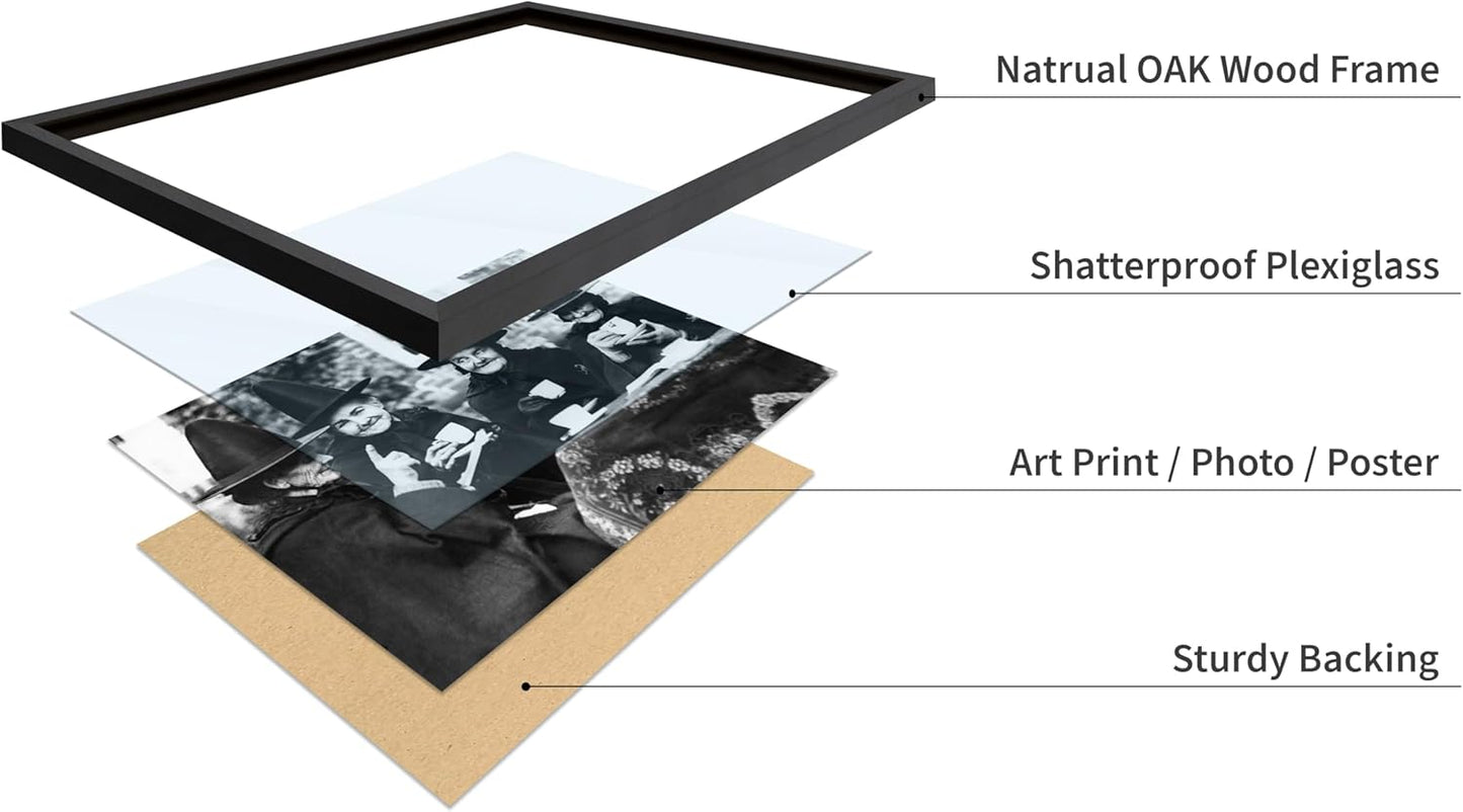 Poster Master Classic Photograph Poster - Vintage Halloween Print - Gift for Artist, Friend - Witches Tea Party, Old Women Smiling, Wearing Robes - Wall Decor for Living Room, 8x10 Black Framed