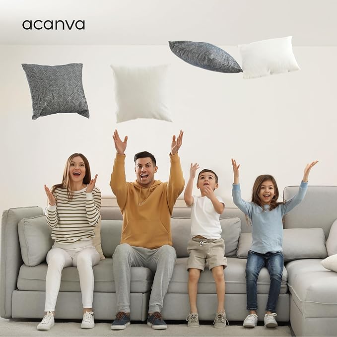Acanva 20x20 Throw Pillow Inserts Set of 4, Premium Polyester Fiber Fill Square Sham Stuffer Cushion for Sofa, Bed, Couch and Chair, Machine Washable, White