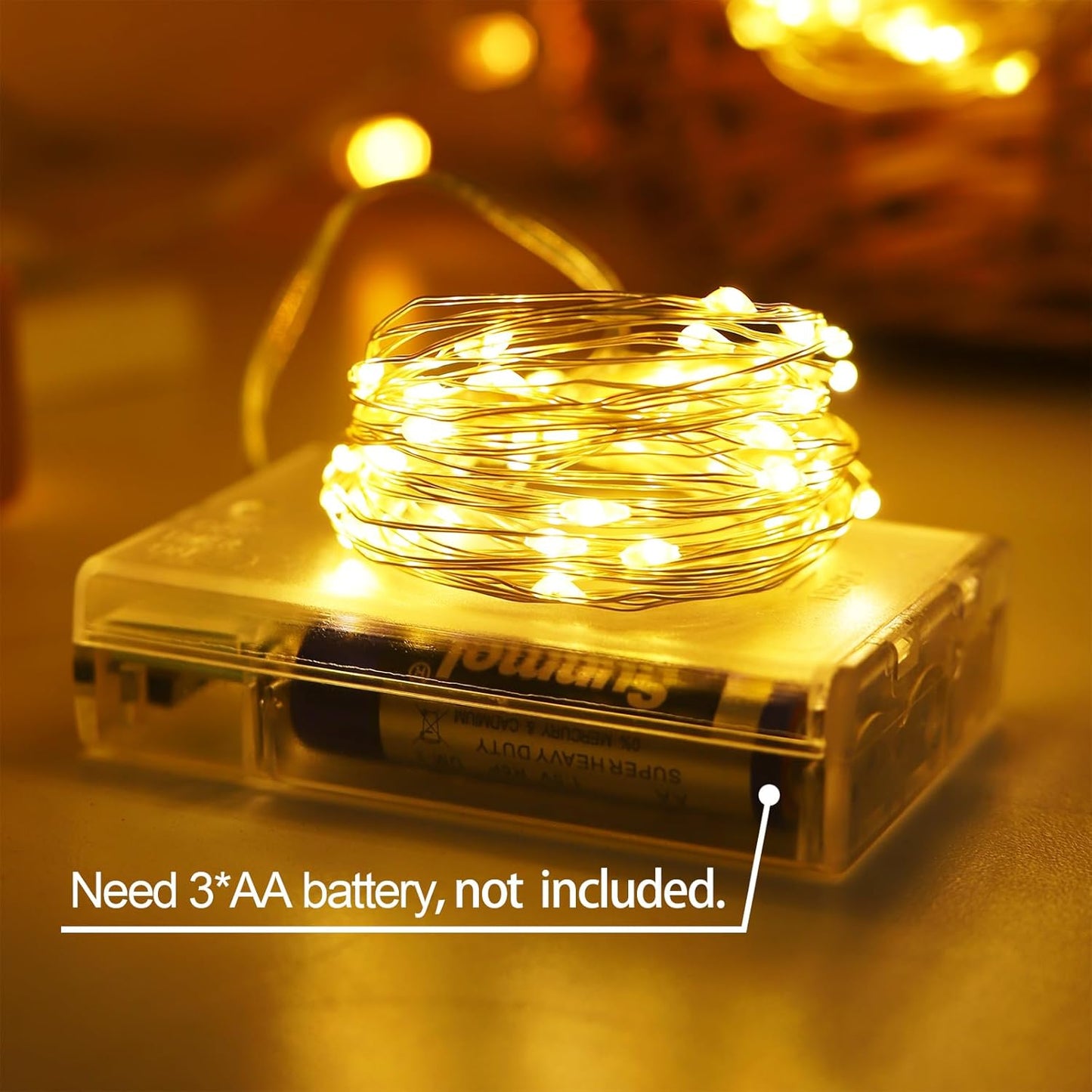 Christmas Decorations Warm White Fairy String Lights, Battery Operated with Timer, 2 Pack Total 33FT 100 Led Mini Battery Powered Twinkle Mason Jar Waterproof Firefly Lights DIY Party