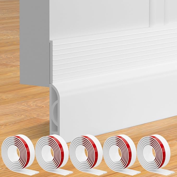 5Pack Door Draft Stopper,39" Adjustable Door Sweep Weather Stripping Bottom Seal,Blocks Cold Air, Noise, Dust & Light for Interior & Exterior Doors,Easy Install Draft Blocker Gap Filler