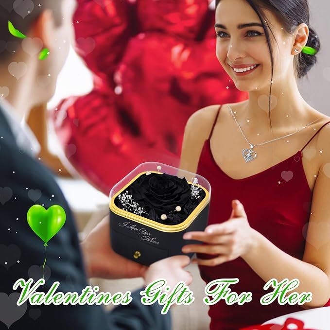 Beferr Birthday Gifts for Women Preserved Real Rose with Necklace Eternal Roses Forever Flowers for Delivery Anniversary Mothers Gifts for Mom Her Grandma Wife Sister from Daughter Son