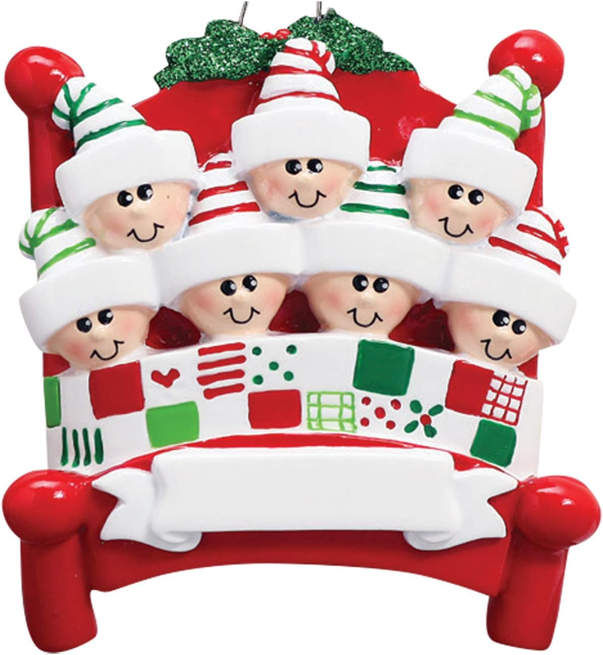 Bedtime Family of 7 Ornament 2025 Personalized Family Christmas Ornaments 2025 | Tucked Together Holiday Keepsake Personalized Tree Ornaments for Grandchildren Siblings & Grandkids of Seven Ornament