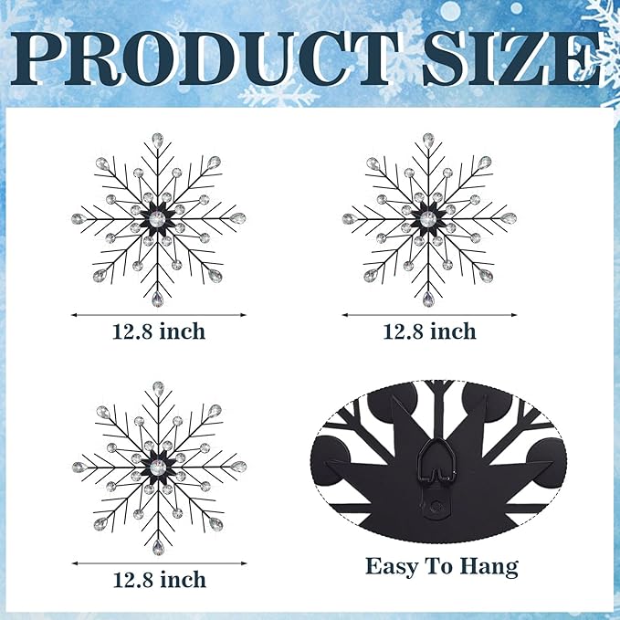 ZEXUIRU 3 Pack Black Sunburst Wall Decor – Metal Crystal Wall Art with Sparkling Rhinestones, 14’’/18 Inch Starburst Wall Hanging Set for Living Room Bedroom Bathroom – Modern Bling Home Decorations