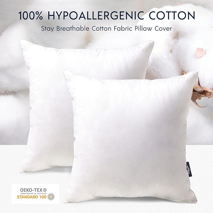 Phantoscope 20x20 Pillow Insert - Throw Pillow Insert with 100% Cotton Cover - 20 Inch Square Form Microfiber Pillow Sham Stuffer - Couch Cushion Pillow, 1 Count (Pack of 1)