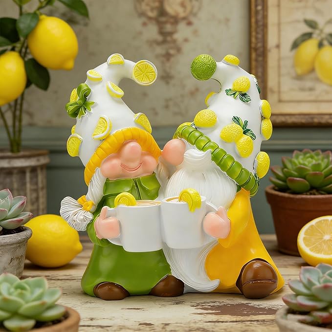 Lemon Gnome Decor Lemon Themed Gifts for Women Summer Gnomes Lemon Decorations for Home Kitchen Tiered Tray Table Ornaments Indoor