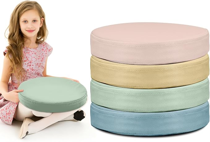 Juexica 4 Pcs Extra Thick Flexible Seating Floor Cushions Assorted Colored Pillow Floor Cushions for Classroom Soft Flexible Seating for Learning Sitting Office School Chair (Boho Colors,Round)