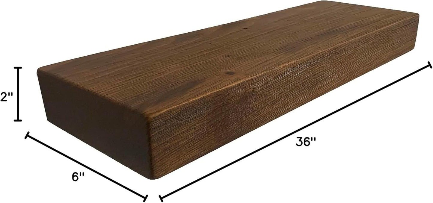 joelsantiques 36 Inch Wooden Floating Shelves for Wall - 36x6x2 in - Made of Natural Wood - Long Heavy Duty Rustic Wall Shelves for Bedroom - Perfect for Living Room, Kitchen - Medium Brown