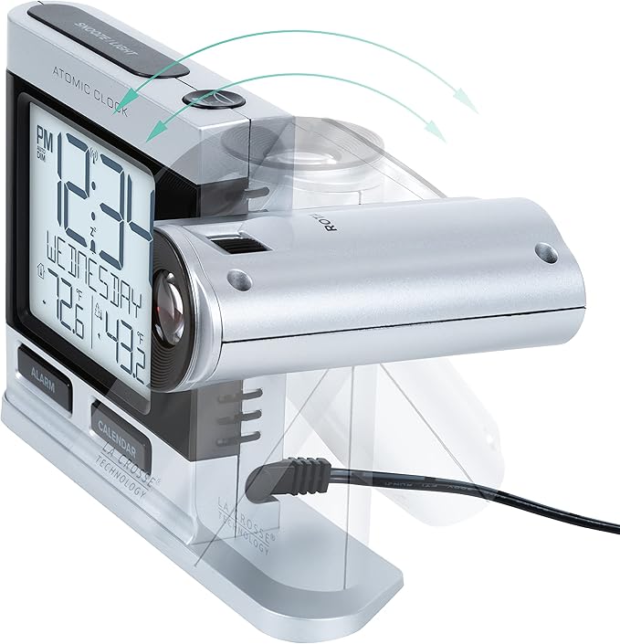 La Crosse Technology Atomic Projection Alarm Clock with Temperature and Sensor Protection Shield