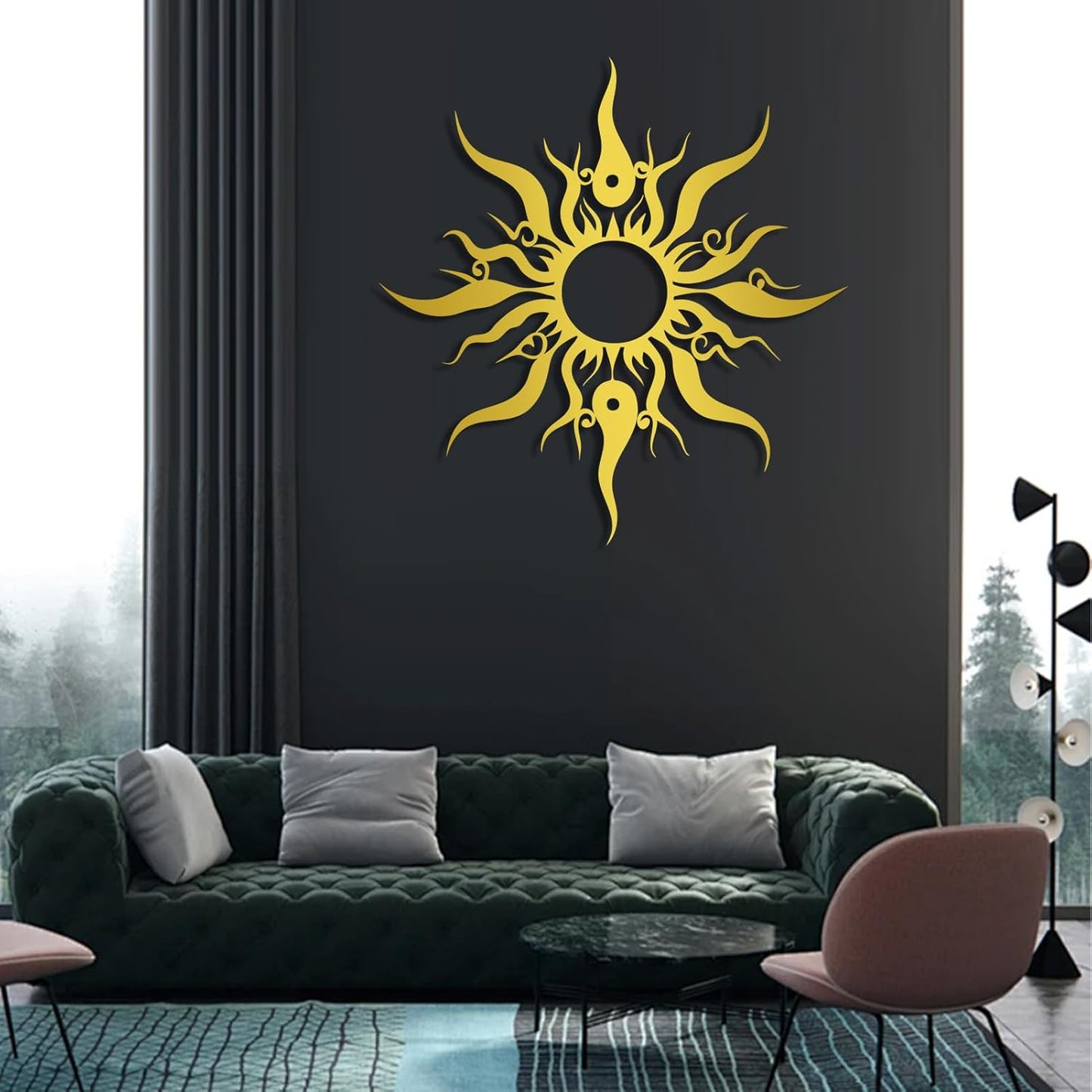 Hotuijxca Metal Wacky Sun Wall Art, Wacky Sun Metal Decor for Livingroom, Bedroom (White, 39"x38"/100x96cm, metal wall art)