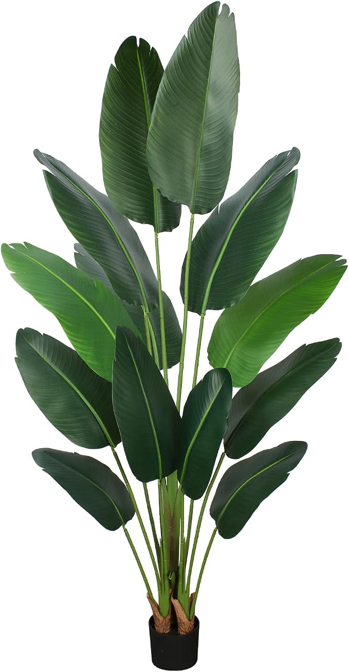 YEPDIN Artificial Bird of Paradise Plant 6 Ft Tall Fake Banana Leaf Plant for Indoors and Outdoors,Faux Palm Tree with Plastic Pot for Office and Home Decor,L180