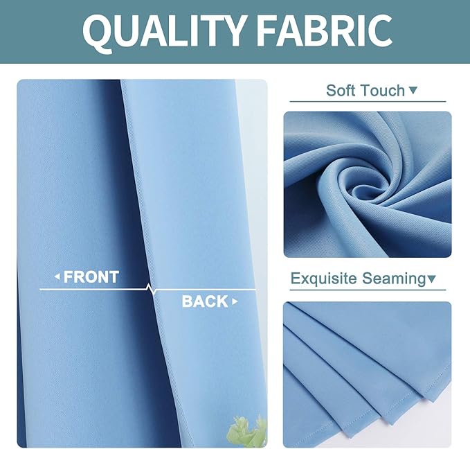 ChrisDowa Small Window Curtains for Kitchen and Bedroom - Grommet Short Thermal Insulated Room Darkening Curtains (2 Panels, Sky Blue, 34 x 36 Inch)