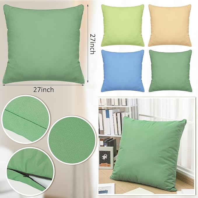 CroBlissful 4 Pieces Extra Large Floor Pillow Set, 27 x 27 x 8 Inch Kids Jumbo Floor Pillows Flexible Seating for Classroom Reading Corner Playrooms Home School, Waterproof(Muted Colors)