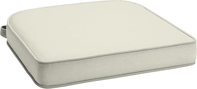 Arden 20x19 Luxury Foam Outdoor Double Welted Round Back Seat Cushion, Made with PROFOAM, Performance Fabric, Rain-Proof, Fade Resistant, Cream Woven Solid