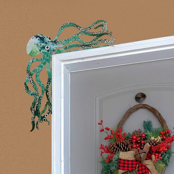 FairySandy Metal Door Frame Decoration 11.81 x 10.43 Inches Octopus Themed Home Decor for Indoor Outdoor Door Window Home Office (Gothic Style)