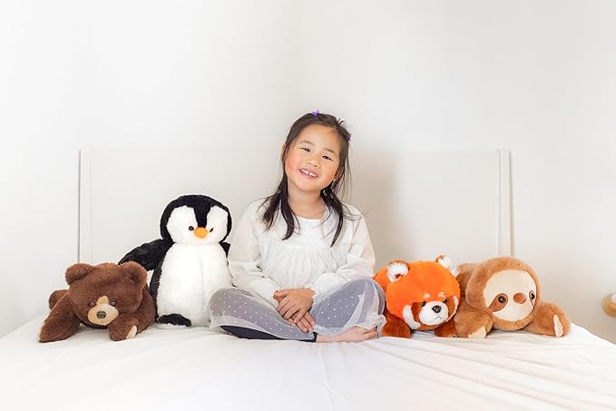 Lunapuer Bear Sensory Weighted Vibrating Pillow, Pressure Activated for Kids Adults, Plush Minky Soft Size: 11 by 20 inches Pillow Animal, Calming Therapy for Focus and Balance for Gift Birthday