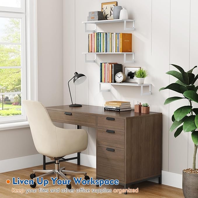 Harwaya 24 Inch Floating Wall Bookshelf for Kids Bedroom, White Large Wall Shelves for Bathroom Over Toilet, Deep Long Floating Book Shelves for Teen Girls Boys Office Classroom Living Room (Set of 3)