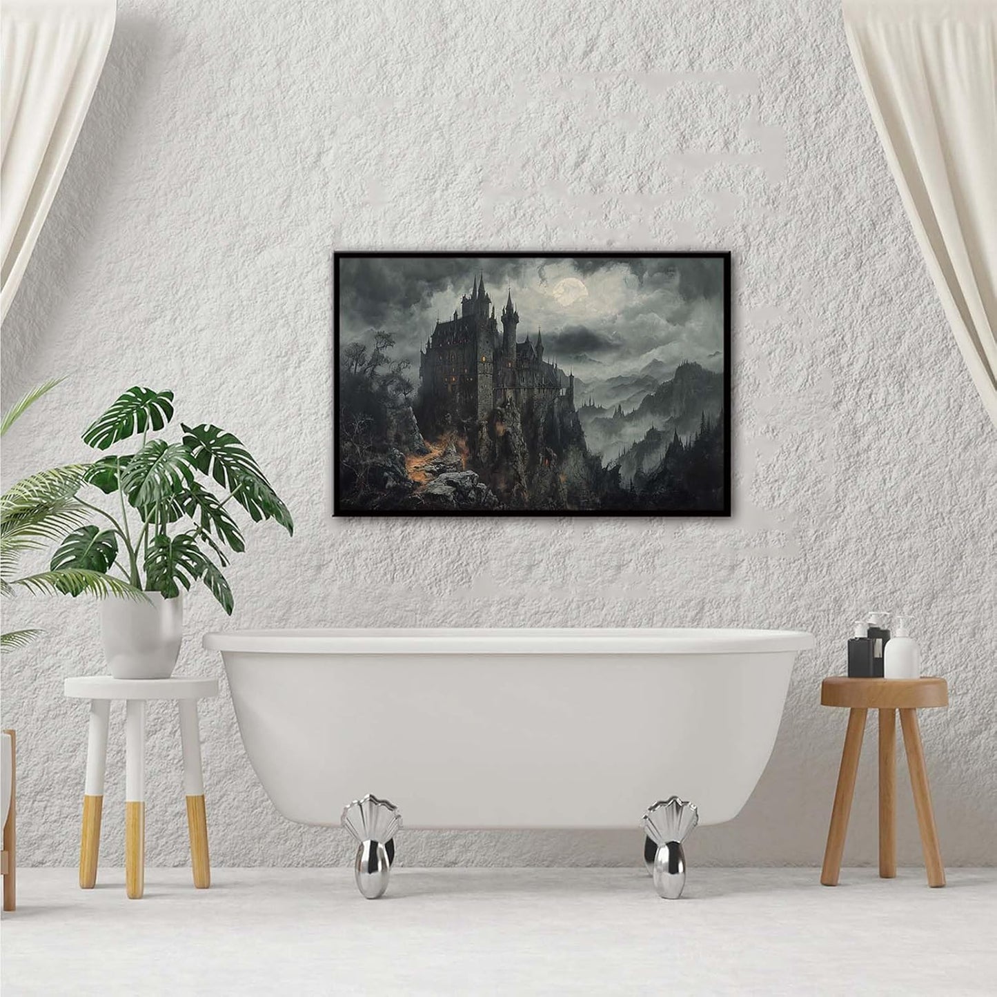 JFHCQJPK Vintage Castle Poster Dark Academy Victorian Gothic Castle Wall Art Poster Moody Mystical Art Print Suitable for Home Living Room Bedroom8x12in Metal blackFramed