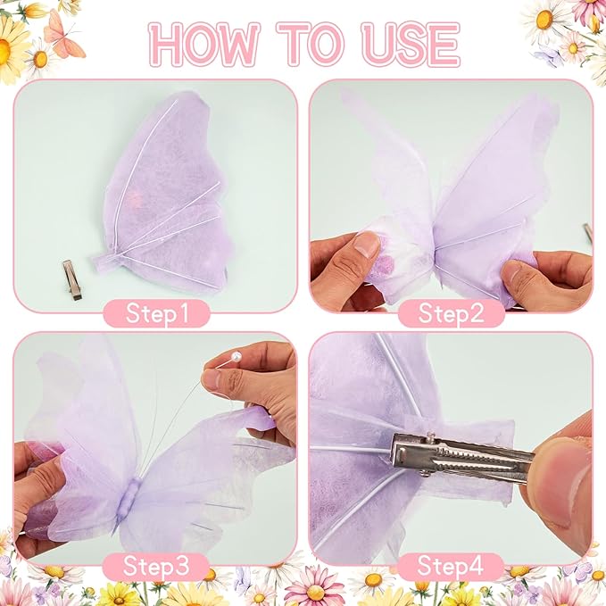 3D Hanging Butterfly Decorations, Butterfly Birthday Party Decorations, 6 Pcs Water-Repellent Paper Butterfly Hanging Decorations for Girls, Women, Flower Garden Party Décor