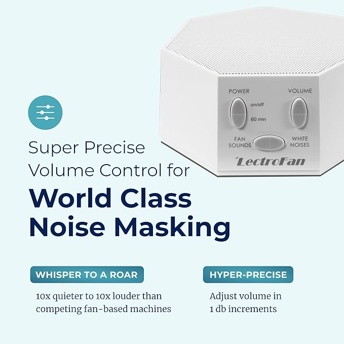 Adaptive Sound Technologies LectroFan Classic - Soothing Sound Machine for Sleep - Built-in Sleep Timer - Compact Design - Non-Looping Sounds - Speech Privacy - White