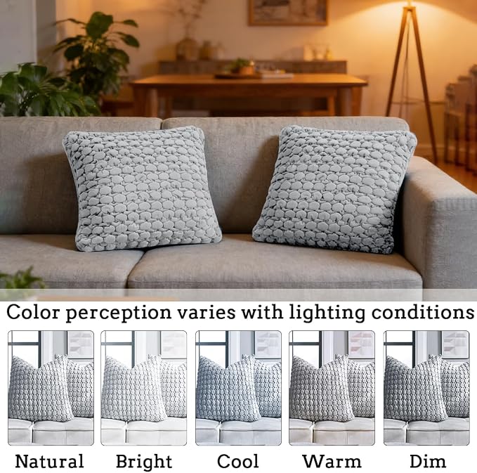 Pillow Covers 24x24 Set of 2 Velvet Euro Shams Decorative Farmhouse Pillowcases Boho Square Cushion Covers Soft Bubble Texture for Couch Sofa Bed Bedroom Car Living Room，Light Gray