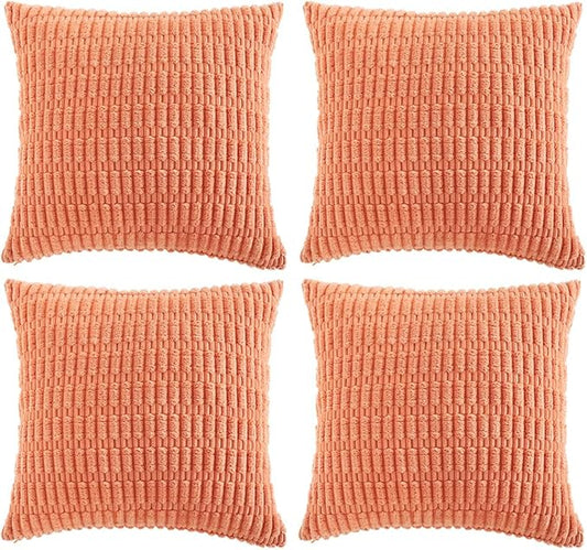 Fancy Homi 4 Packs Decorative Throw Pillow Covers for Living Room Couch Bed, Modern Farmhouse Boho Home Décor Accent Cushion Case, 26" x 26" (Pack of 4), Coral