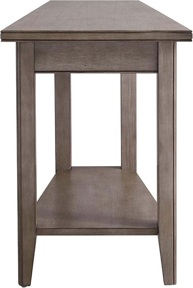 Leick Home Laurent End Table, Solid Wood, Wedge Shape, with Shelf, for Living Room and Small Spaces, Gray, 10502-GR
