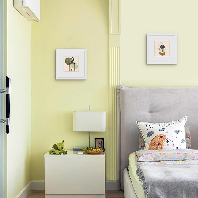 Picrit 8x8 Picture Frame Set of 12, Display 5x5 with Mat or 8 x 8 without Mat, Photo Frames for Wall Mounting or Table Top Display, White
