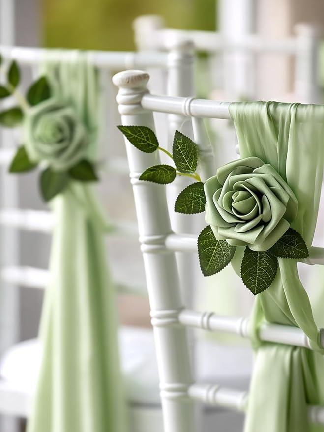 InnoGear Artificial Flowers, 50 Pcs Elf Green Rose Foam Fake Roses Bulk with Stems for Spring St. Patrick's Decoration DIY Wedding Bouquets Centerpieces Bridal Shower Party Christmas Tree