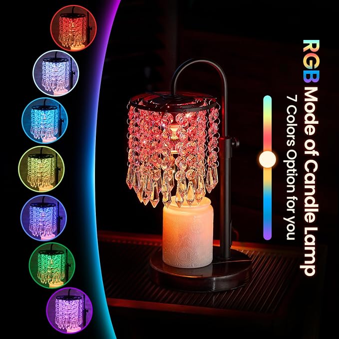 Candle Warmer Lamp with Timer Dimmer and 3 Bulbs, Lamp Candle Warmer with Marble Base,Wax Melt Warmer for Jar Candles, Birthday Gifts for Women Mom, House Warming Gifts New Home Decor (RGB-Black)