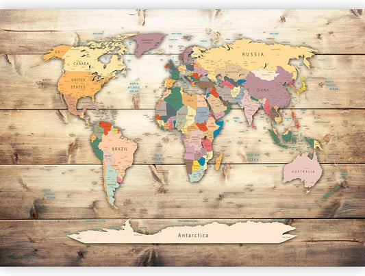 artgeist Wall Mural World Map 96x69 in - XXL Peel and Stick Self-Adhesive Wallpaper Removable Large Sticker Foil Wall Decor Print Picture Image Design Map of The World k-B-0009-a-b