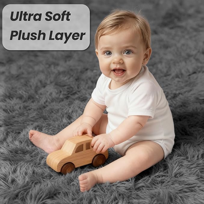 6x9 Area Rug for Living Room, Ultra Soft Fluffy Shag Rugs for Bedroom, Non-Slip Large Fuzzy Plush Rug Indoor Floor Carpet for Nursery Kids Office Dorm Modern Decor, Dark Gray