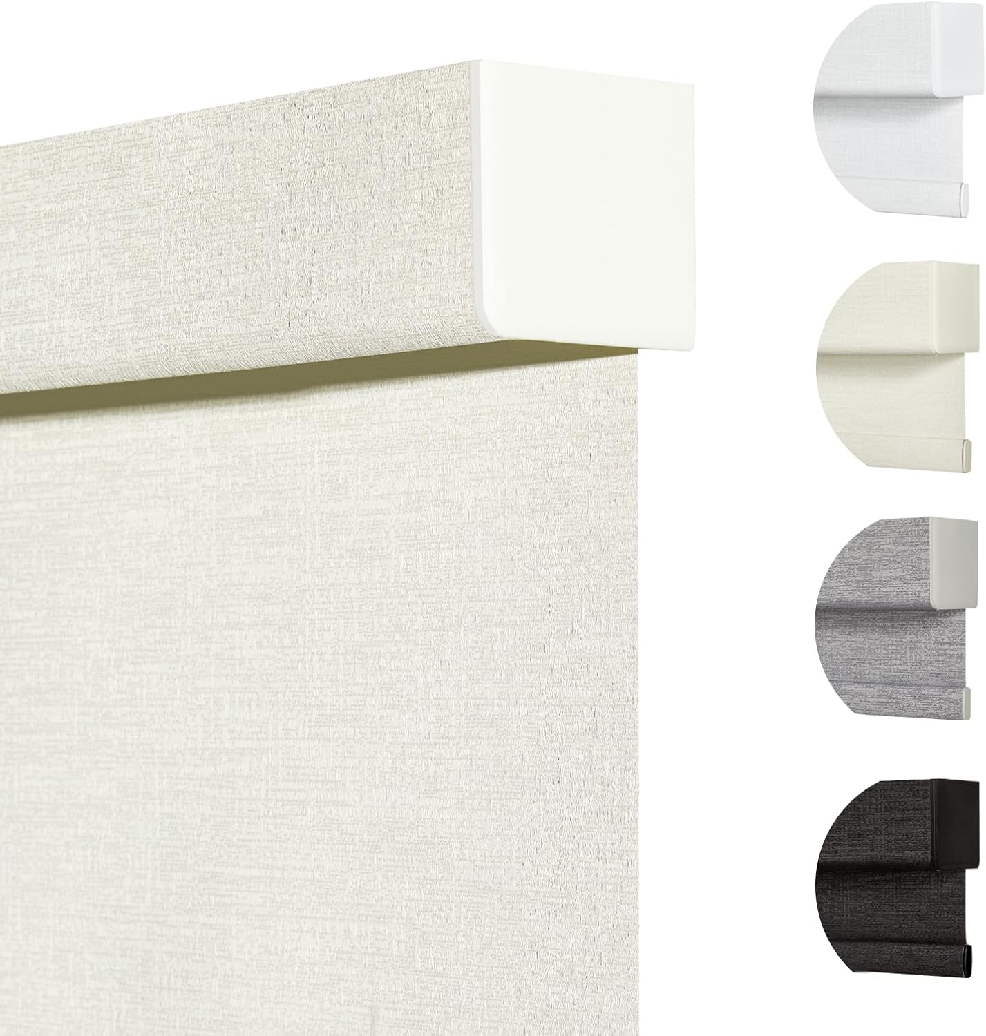 Persilux Blackout Shades for Windows Cordless Roller Blinds, Roller Windows Shades for Home with Fabric Attached Valance, UV Protections Easy Installation for Door/Office, Limestone(81.5" W x 96" H)