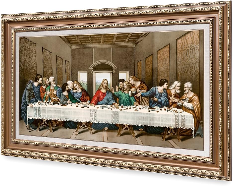 DECORARTS -The Last Supper, Leonardo da Vinci Classic Art Reproductions. Giclee Print& Museum Quality Framed Art for Wall Decor. 30x16, Framed size: 35x21