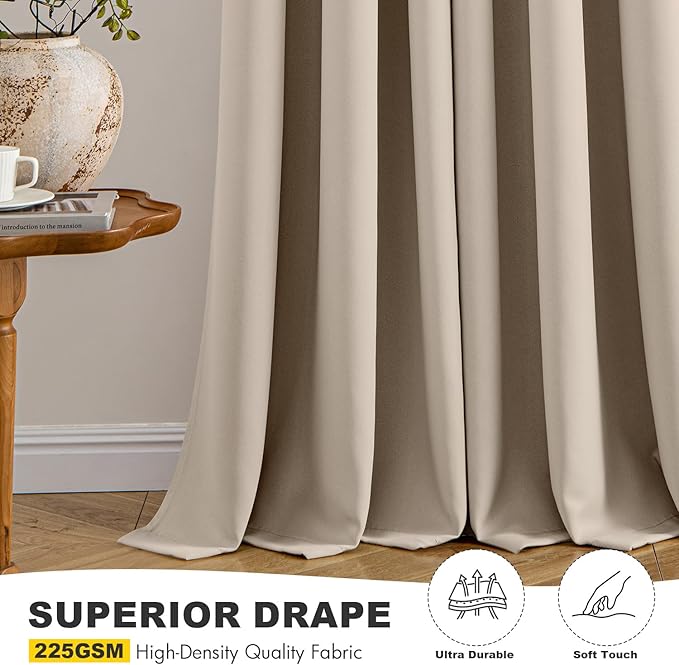 MIULEE Taupe Blackout Curtains for Bedroom Living Room 84 Inches Long 2 Panels, Thermal Insulated Room Darkening Drapes Solid Grommet Noise Reduction Light Blocking Window Treatments 40x84 inch