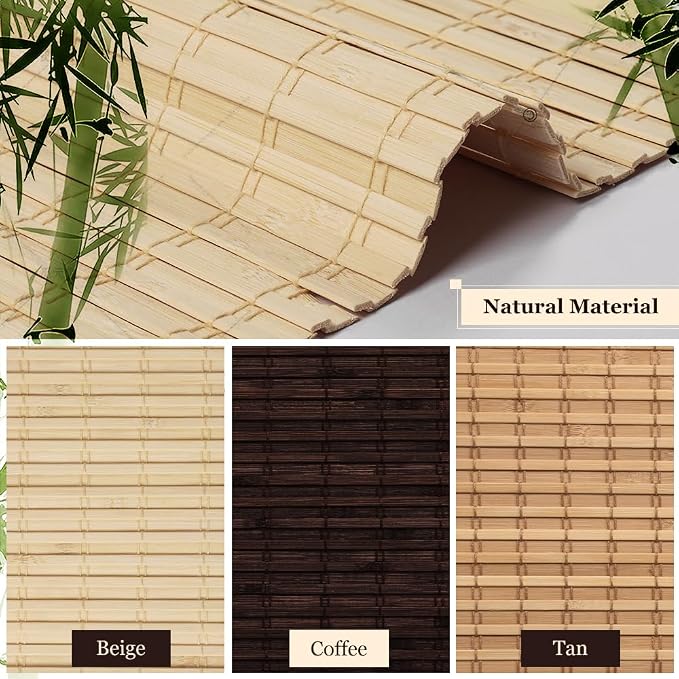 LUCKUP Cordless Bamboo Roman Blinds Shades for Indoor Windows-Blackout Room Darkening Roman Blinds with 6" Valance Cover Enhanced Privacy, 42" W x 64" H