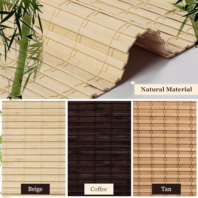 LUCKUP Cordless Bamboo Roman Blinds Shades for Indoor Windows-Blackout Room Darkening Roman Blinds with 6" Valance Cover Enhanced Privacy, 30" W x 64" H