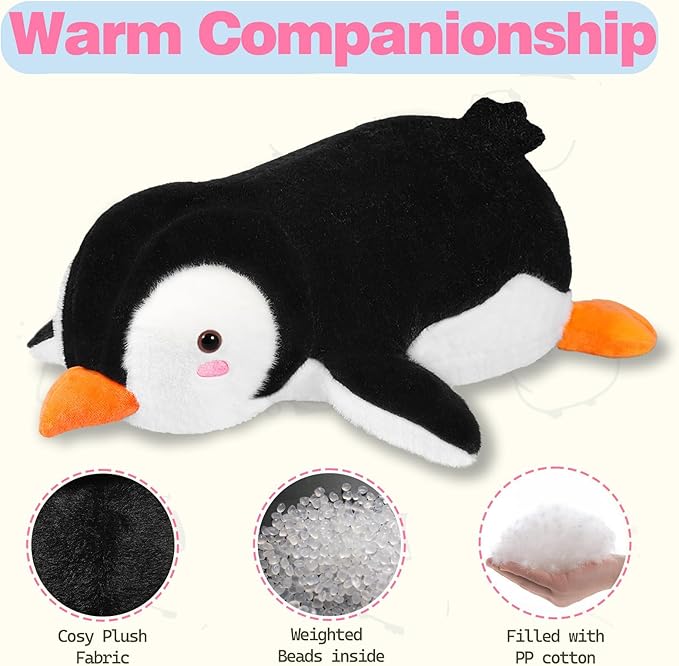 CSVBTRF Weighted Stuffed Animal, 4.2 lbs 19" Penguin Plush Hugging Pillow for Kids Gift - Penguin Stuffed Animal