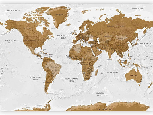 artgeist Premium Wall Mural World Map 177x124 in - XXL Non-Woven Wallpaper Fleece Wall Decor Photo Print Picture Image Design Home Map of The World k-A-0093-a-a