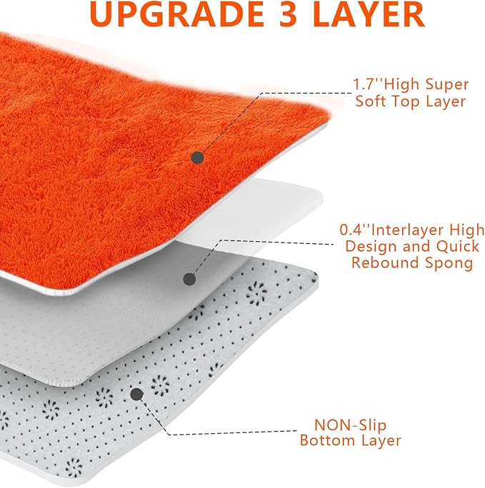 Orange Shag Area Rugs for Bedroom Living Room,5X8 Ultra Soft Fluffy Area Rugs for Dorm, Indoor Carpet Nursery Rugs for Kids Room Home Halloween Decor