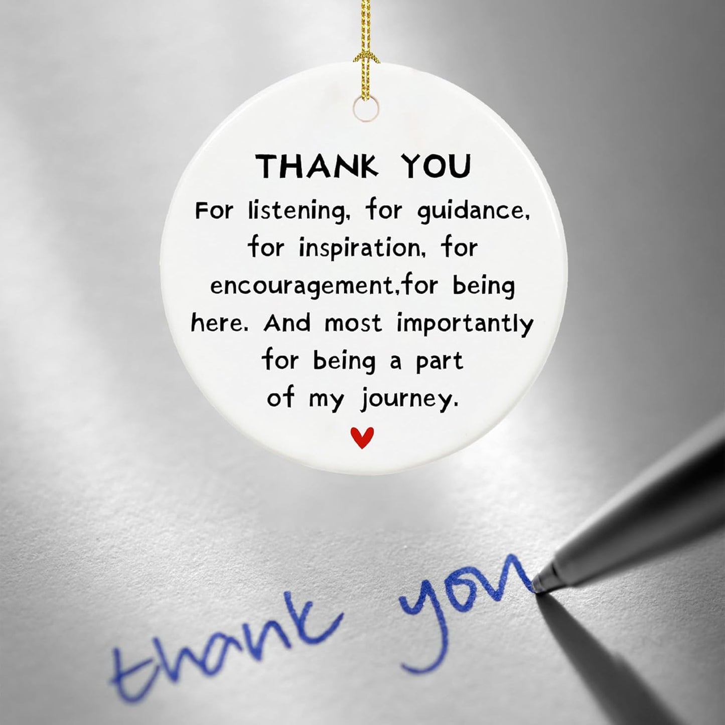 Thank You Christmas Ornament for Teacher Appreciation Gifts, Thank You Nurse Gifts,Goodbye Gift, Ceramic Keepsake Thanks Ornament with Ribbon and Gift Box